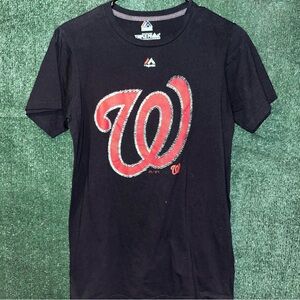 Washington Nationals Black Majestic Shirt S MLB Baseball